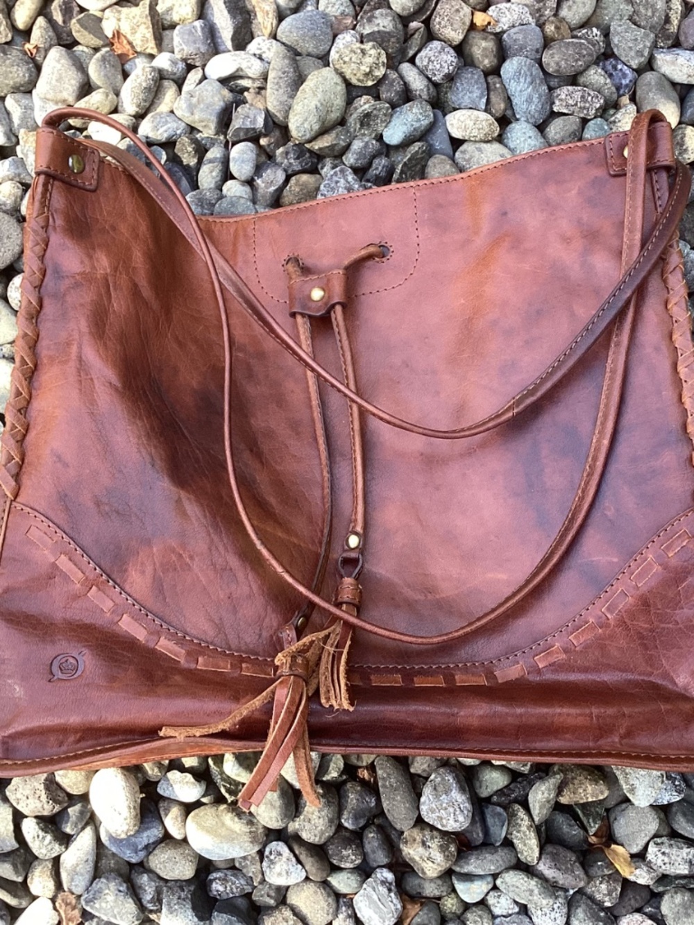 Beautiful Born Distressed Coloring Genuine Thick Leather Tote Handbag 🦋 - Picture 9 of 12